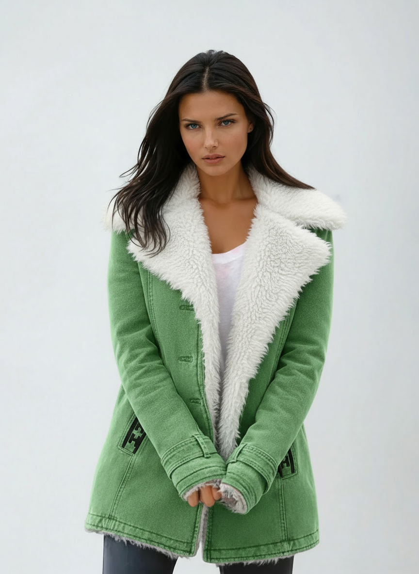 Lirena – Damski Płaszcz Zimowy | Kołnierz z Futrem & Guziki