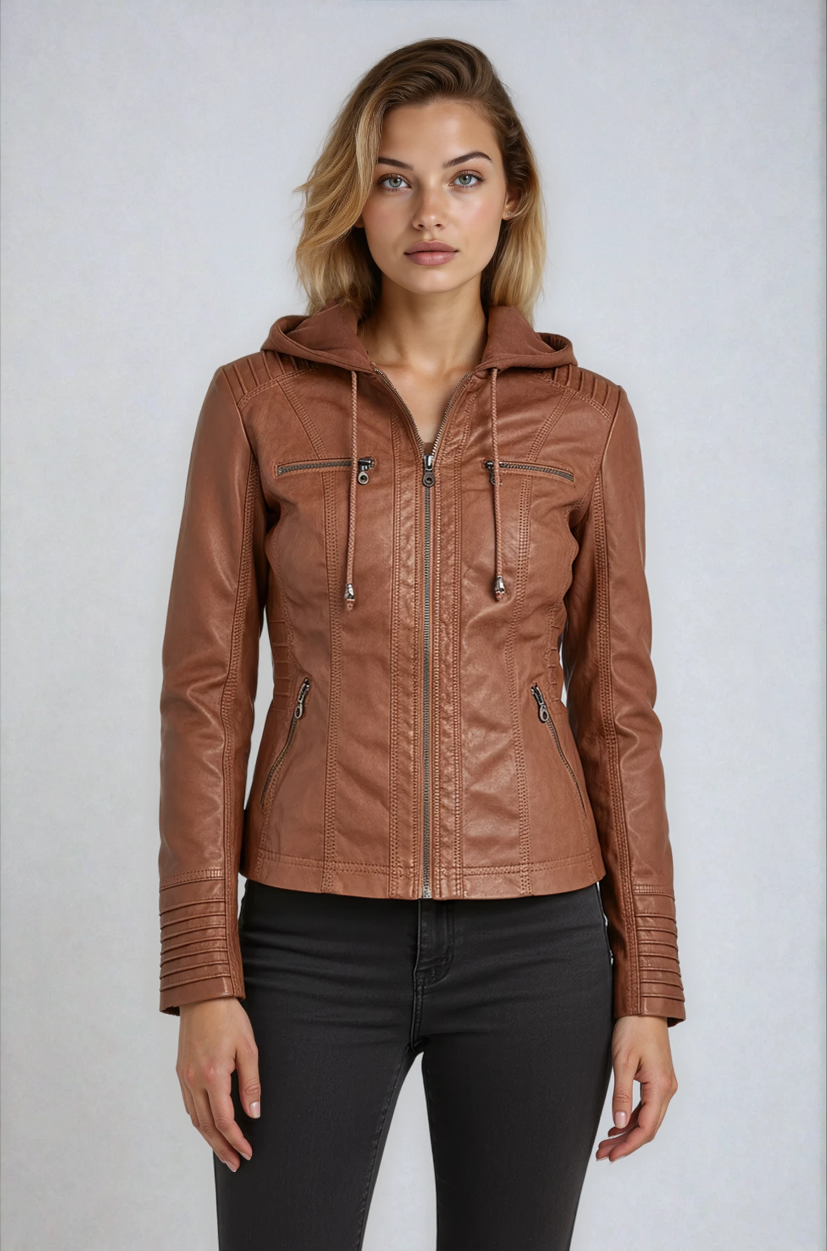 Kurtka Damska Z Kapturem | Wodoodporna Z Zamkiem i Kieszeniami