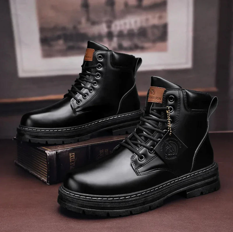 Buty Męskie | Skórzane Trzewiki z Sznurowadłami
