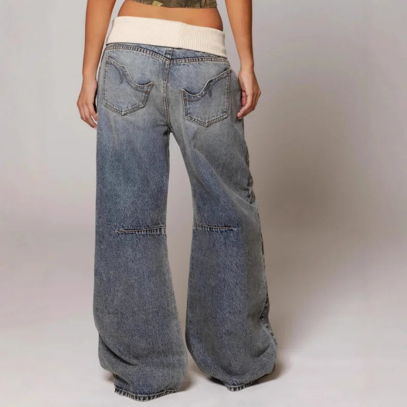 Damskie Spodnie Jeansowe | Luźne Wide-Leg do Streetwearu
