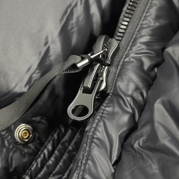 Kurtka Zimowa Pikowana Długa Damska | Z Kapturem i Zamkiem