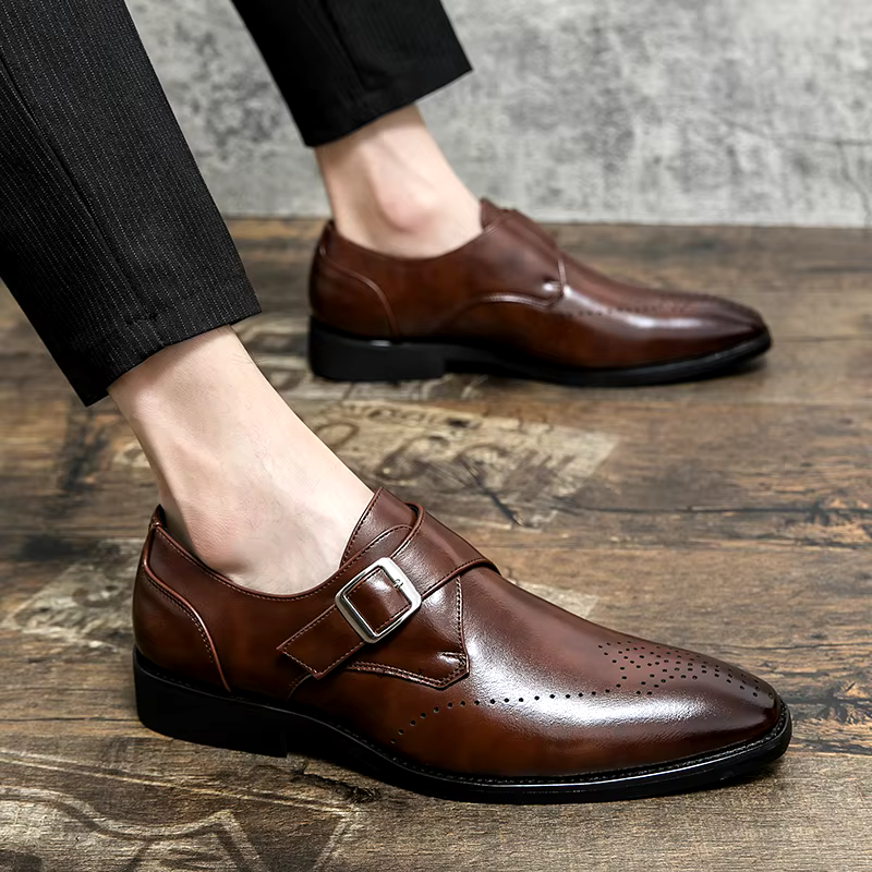 Mateo - Skórzane Buty Męskie | Monk Strap z Klamrą