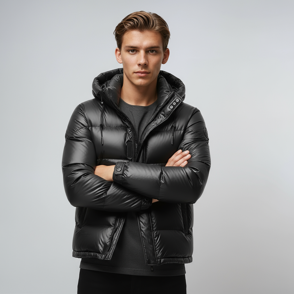 Kurtka zimowa męska | Pikowana z kapturem