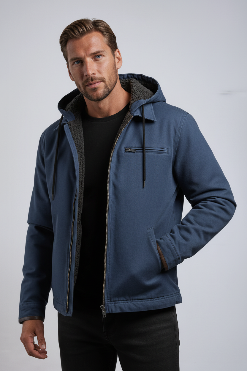 Luca - Męska Kurtka Zimowa | Z Kapturem i Polarową Podszewką