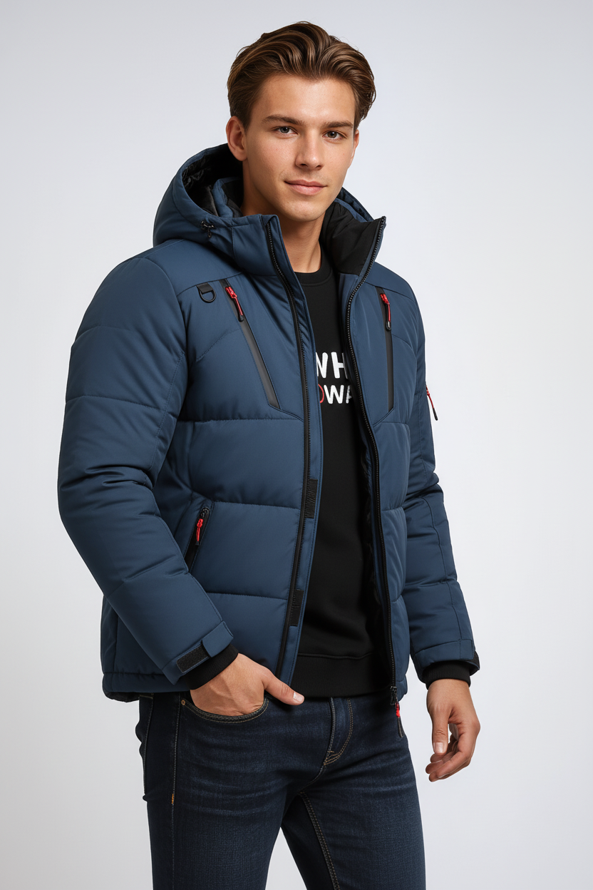 Męska Kurtka Zimowa | Wiatroszczelna Parka z Polarową Podszewką