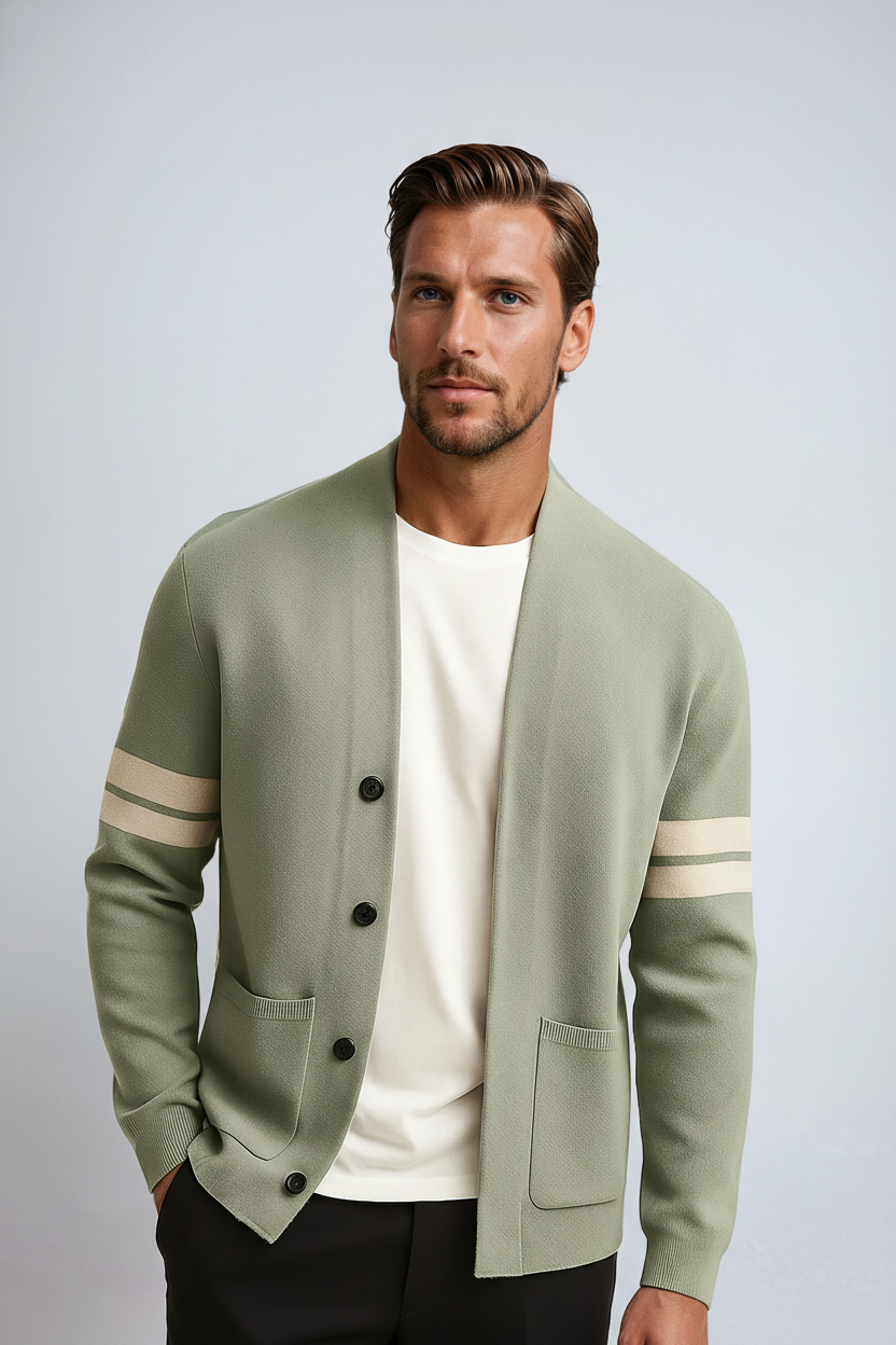 Thomas - Męski Kardigan | Paskami na Rękawach i Klasyczny Krój