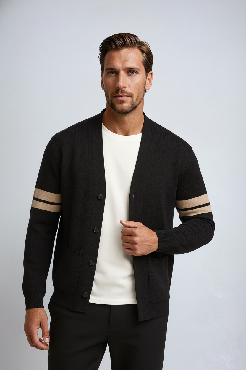 Thomas - Męski Kardigan | Paskami na Rękawach i Klasyczny Krój