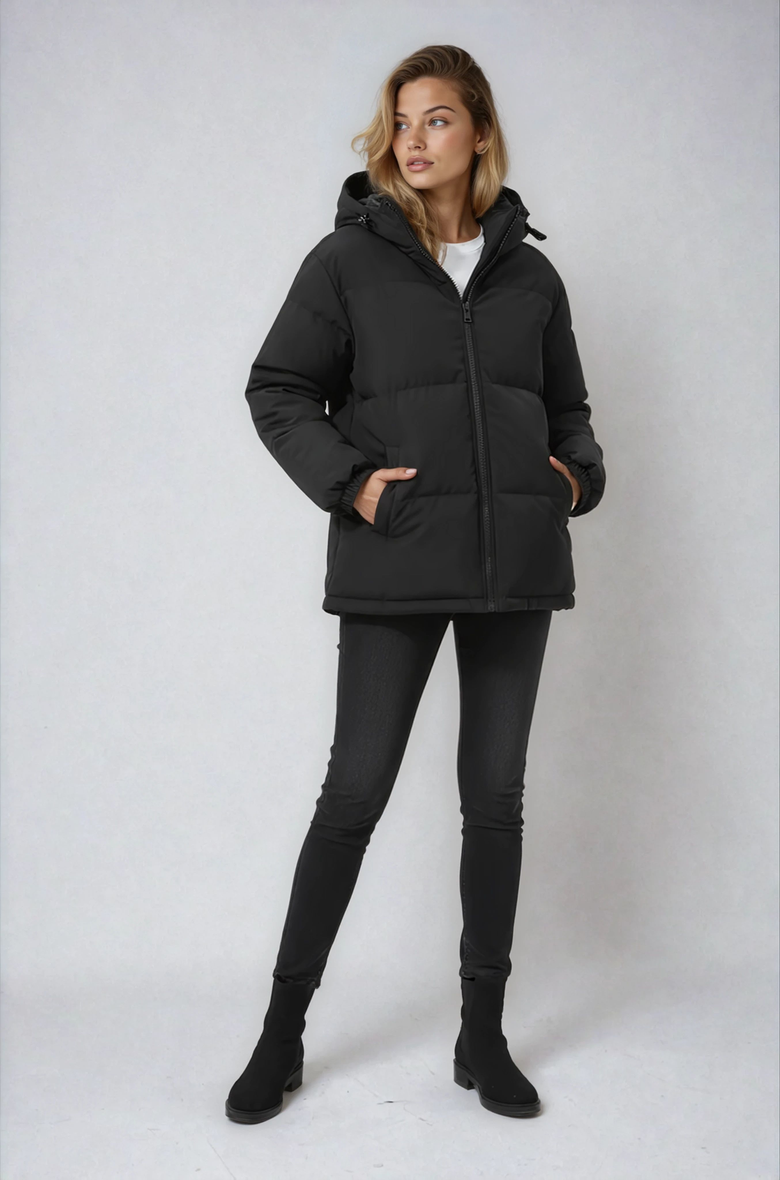 Eva - Kurtka Zimowa Damska | Stylowy Pikowany Fason z Kapturem