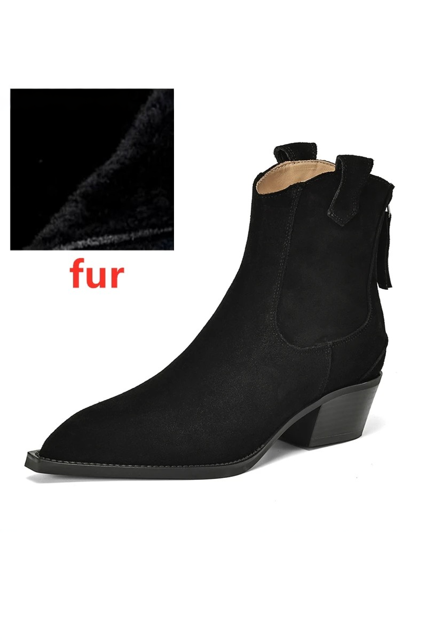 Nayra - Botki Damskie Na Obcasie z Noskiem w Szpic