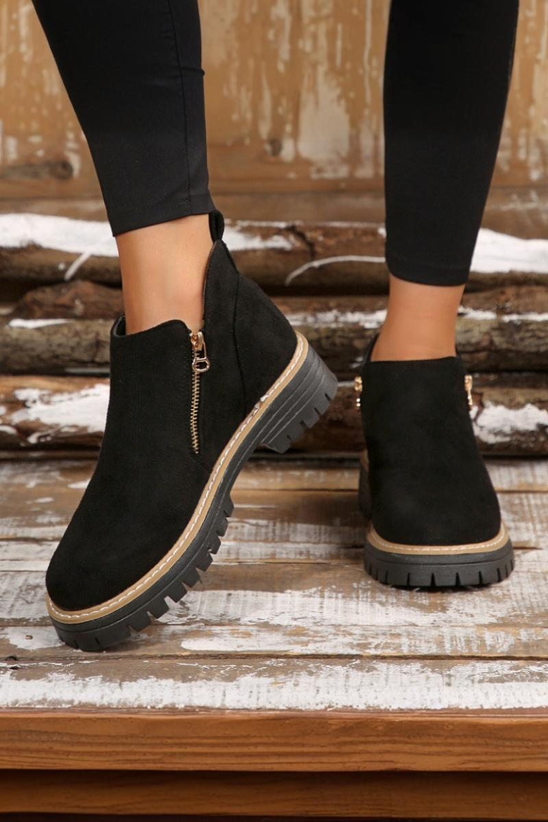 Norvaya Botki Damskie z Zamkiem i Grubą Podeszwą