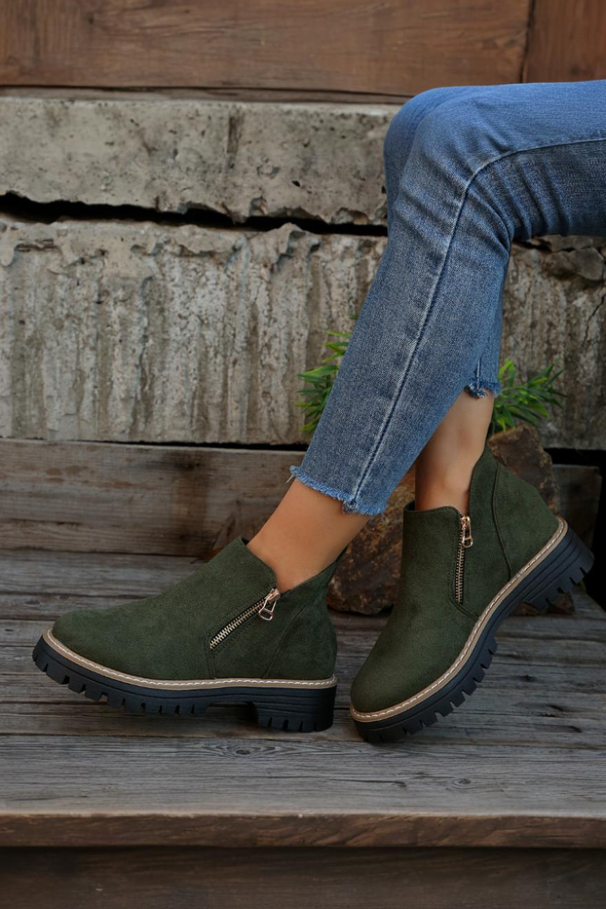 Norvaya Botki Damskie z Zamkiem i Grubą Podeszwą