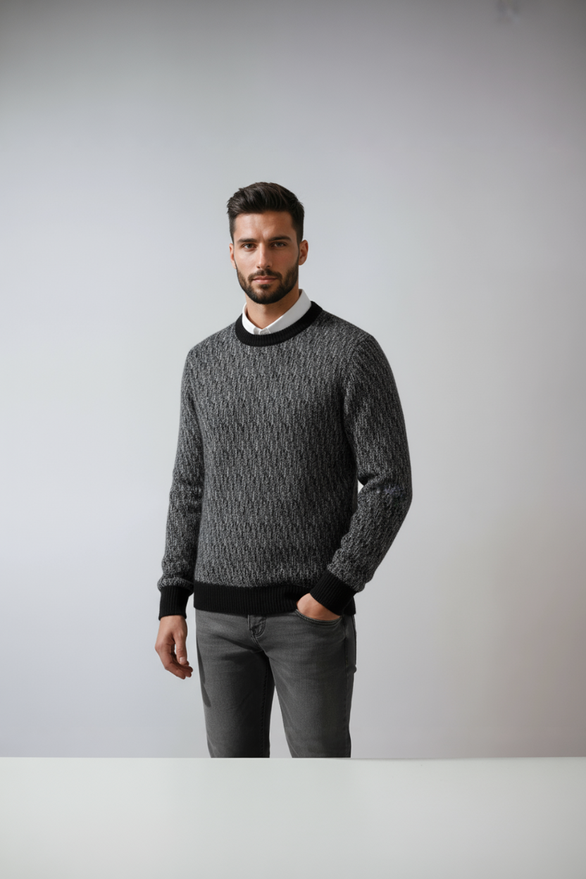 Ravel - Sweter Męski z Okrągłym Dekoltem