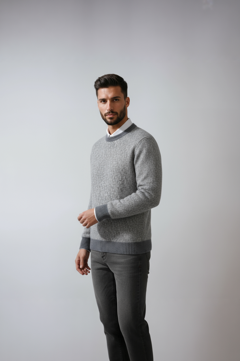 Ravel - Sweter Męski z Okrągłym Dekoltem