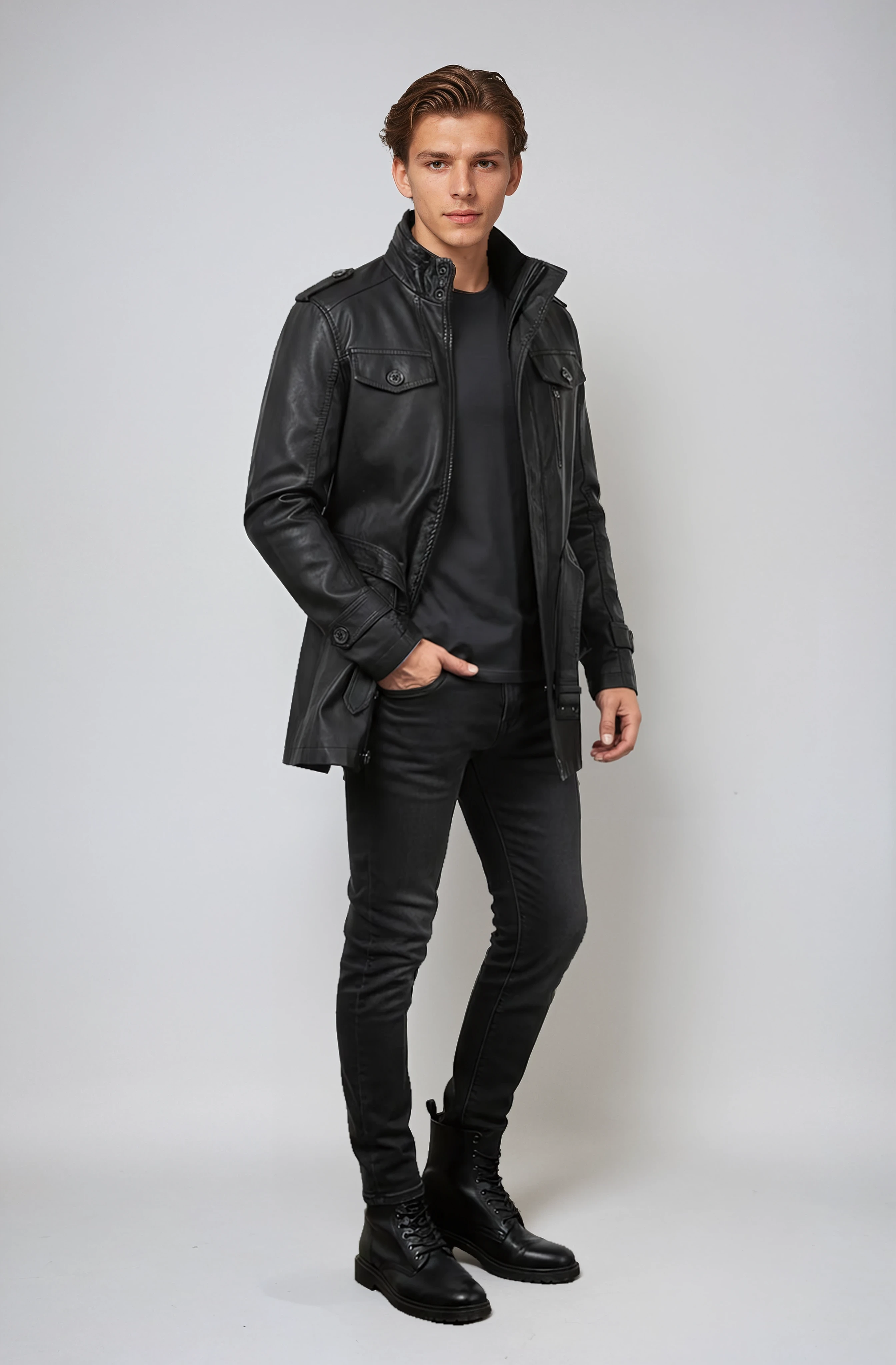 Męska Kurtka Skórzana | Dłuższy Krój I Praktyczne Kieszenie