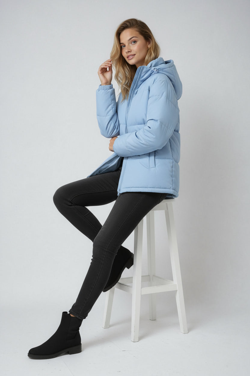 Eva - Kurtka Zimowa Damska | Stylowy Pikowany Fason z Kapturem