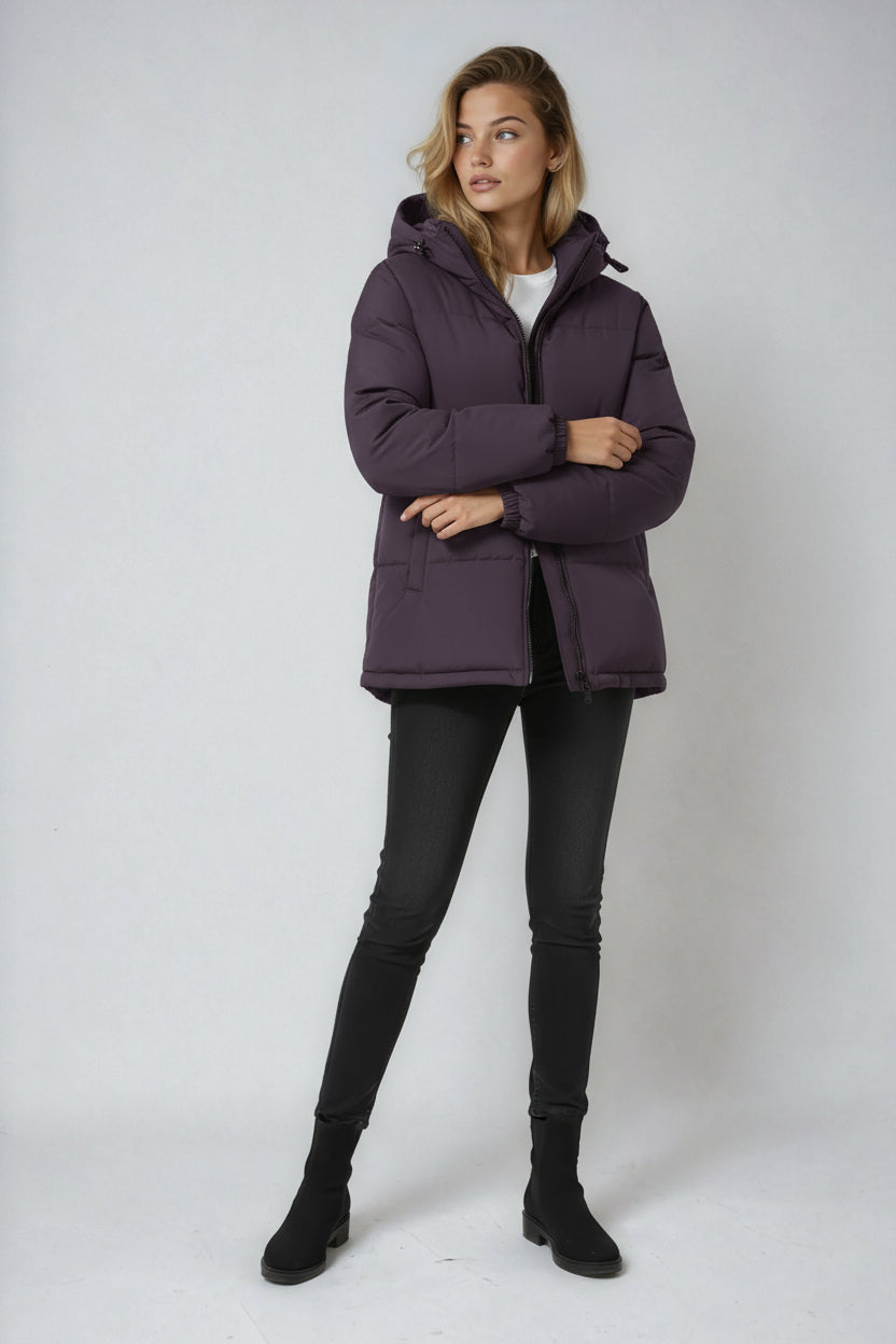 Eva - Kurtka Zimowa Damska | Stylowy Pikowany Fason z Kapturem