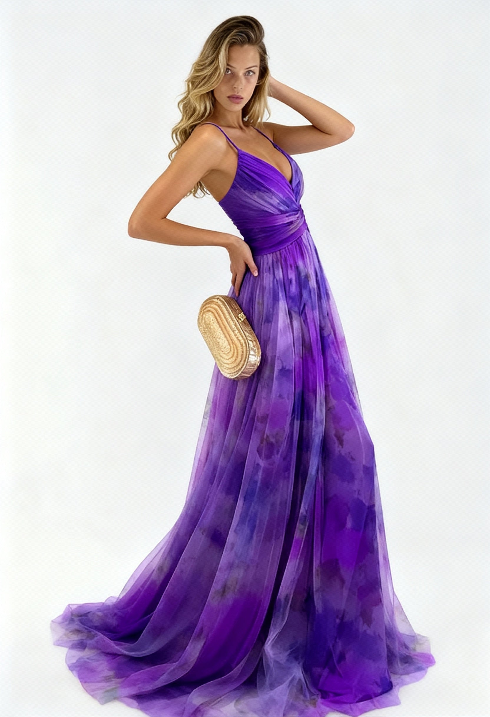 Klara - Sukienka Maxi | Zwiewny Krój z Cienkimi Ramiączkami