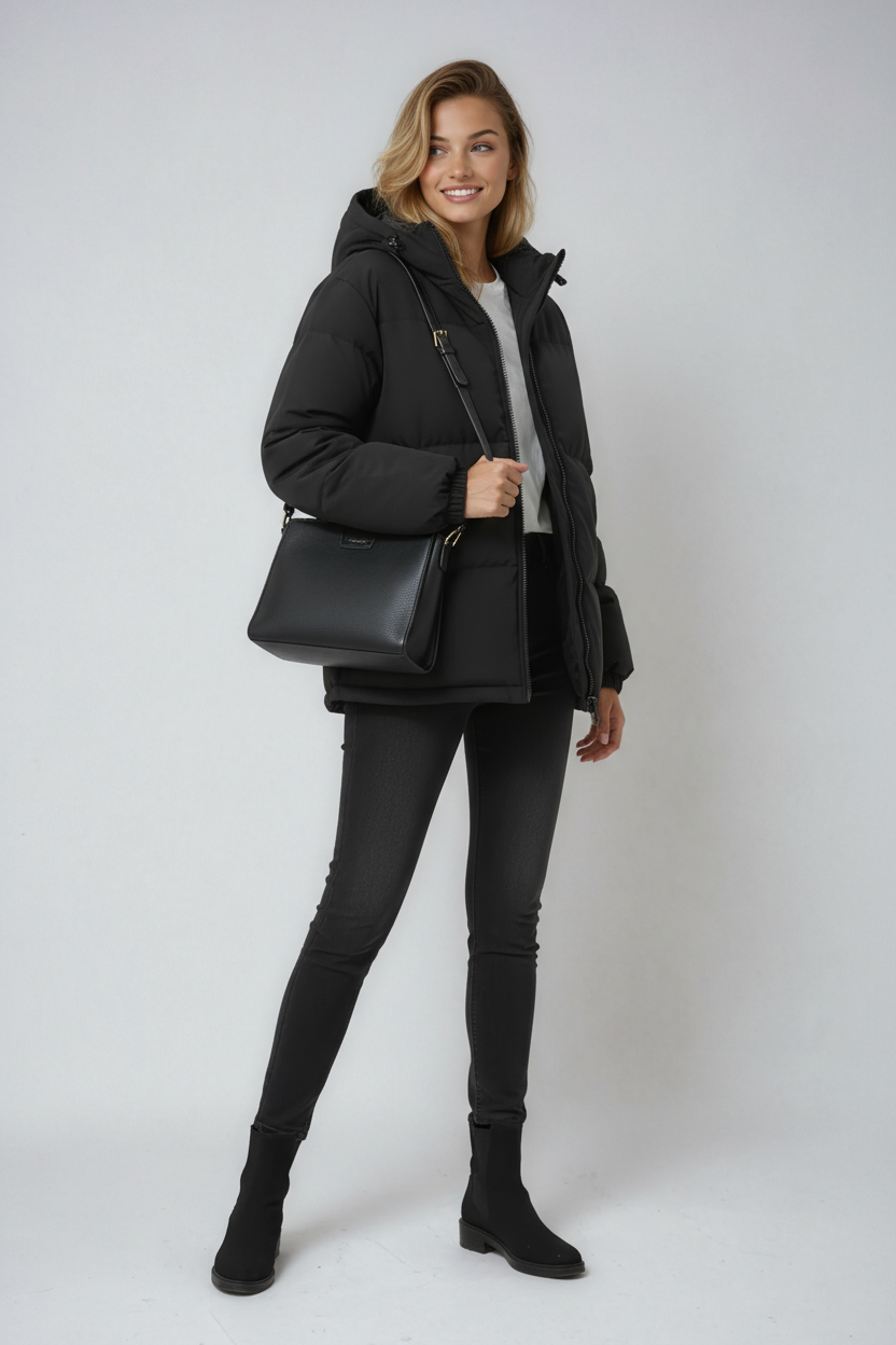 Eva - Kurtka Zimowa Damska | Stylowy Pikowany Fason z Kapturem