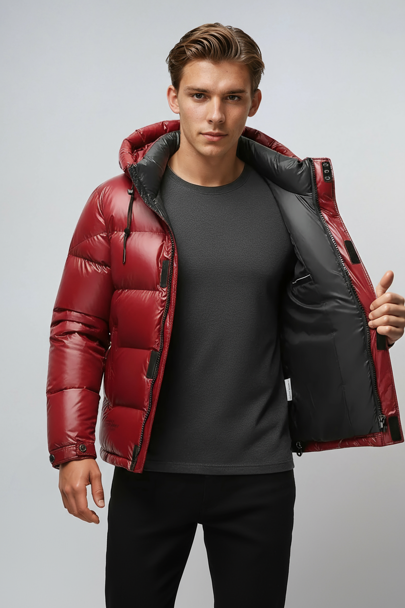 Kurtka zimowa męska | Pikowana z kapturem