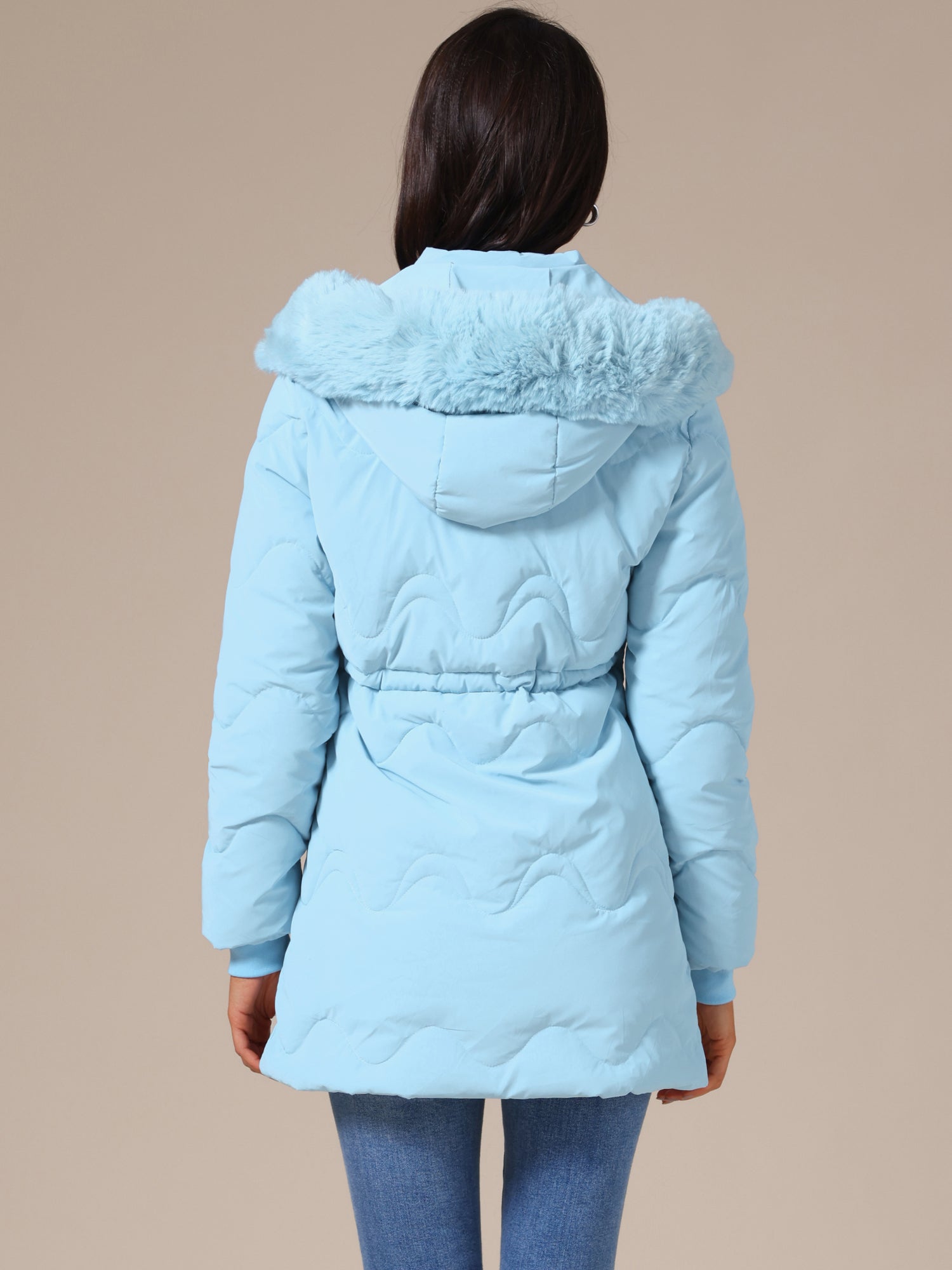 Kurtka Zimowa Damska | Z kapturem i wiązaniem w pasie